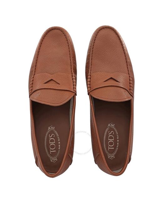 Tod's Brown Leather Penny Loafers for men
