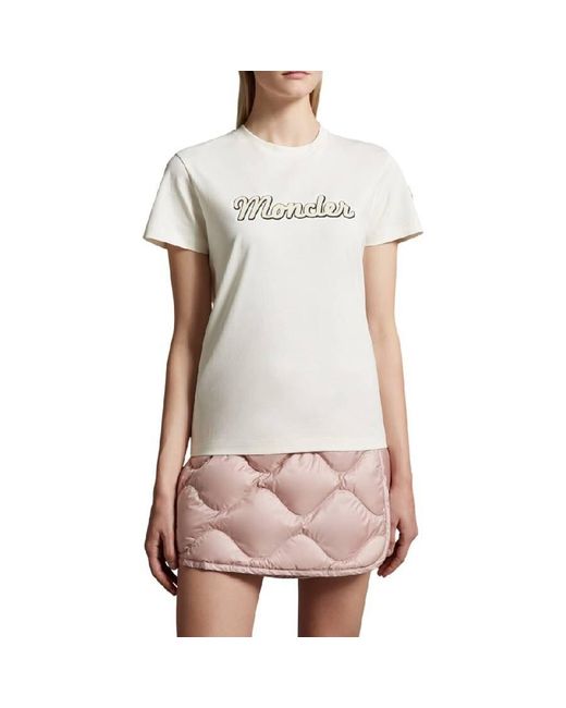 Moncler White Logo Patch Short-Sleeve T-Shirt