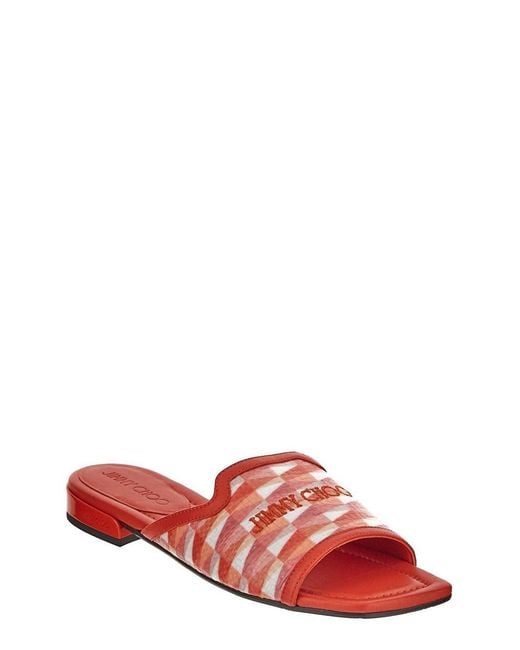 Jimmy Choo Red Nako Nappa Leather Flats