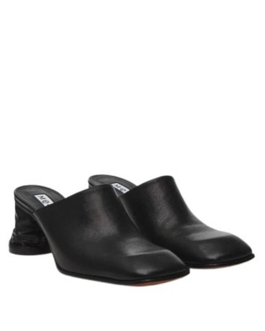 McQueen Black Ladies Crush Mules, Brand Size 36 Us