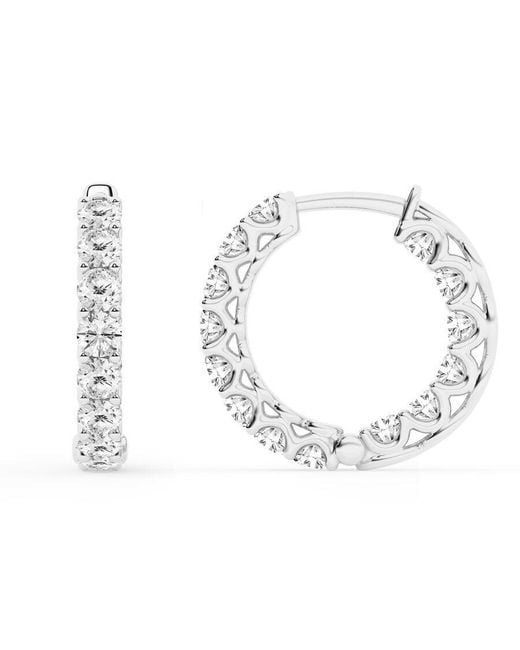 Brilliant Diamond Metallic 2 Carat Round Lab Grown Inside Out Diamond Hoop Earrings