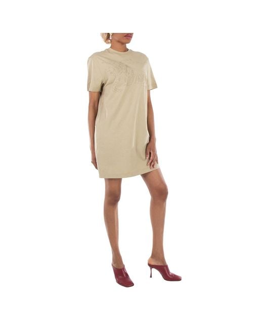 Burberry Green Ekd Embroidered Cotton T-Shirt Dress