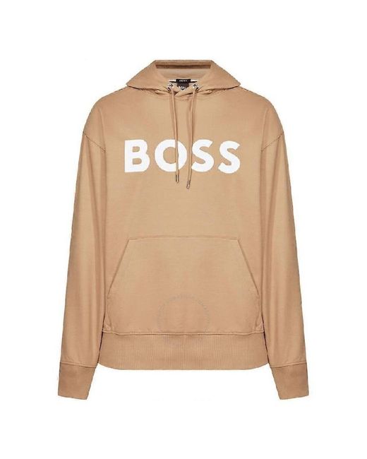 Boss Natural Sullivan Drawstring Logo-Printed Hoodie for men