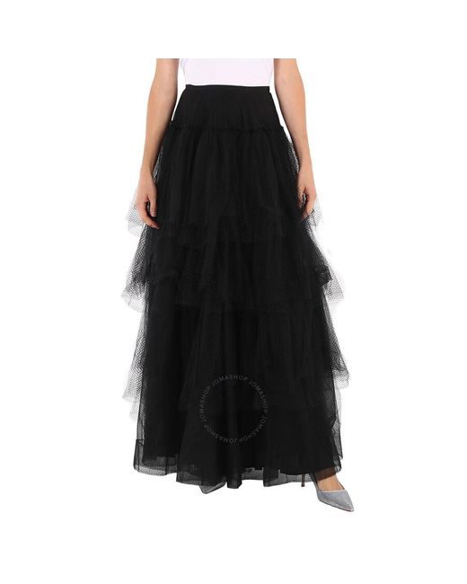 Burberry Black Tiered Open-net Tulle Skirt