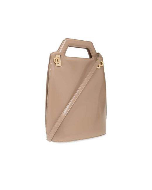 Ferragamo Natural Wanda North-South Top Handle Bag
