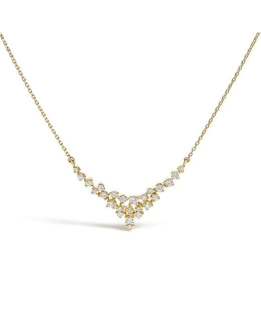 Haus of Brilliance Metallic 14K 1/2 Cttw Diamond Scattered "V" Necklace (I-J Color, Si2-I1 Clarity)