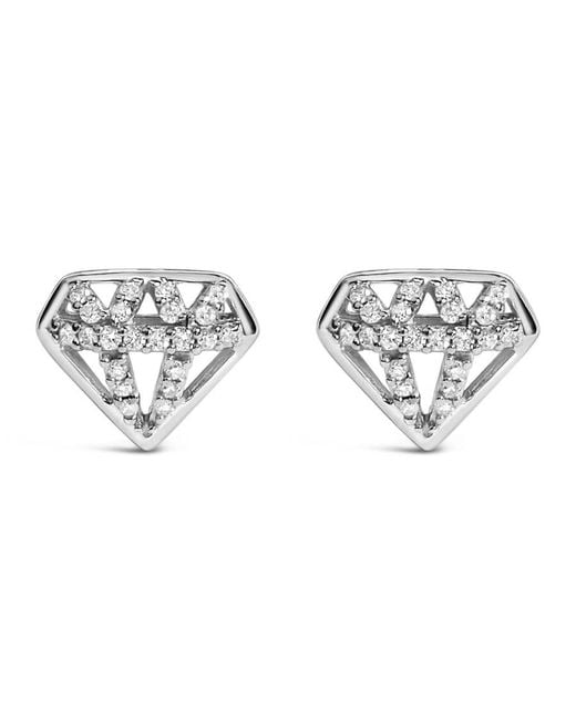 Haus of Brilliance Metallic Sterling 1/6 Cttw Diamond Motif Stud Earrings for men