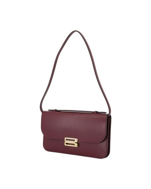 Victoria Beckham Purple Midi Dorian Pochette Shoulder Bag Burgundy