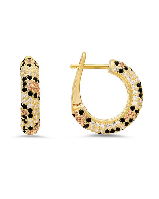 Kylie Harper Metallic 14K Over Leopard Skin Pave Cz Hoop Earrings