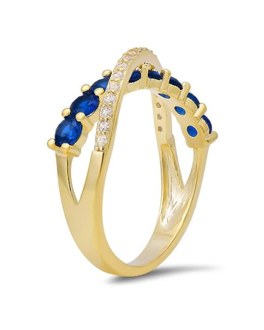 Kylie Harper Blue 14K Over Sapphire Cz Crossover Ring for men