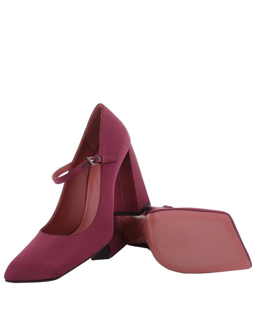 AMINA MUADDI Red Charlotte Satin Mary Jane Pumps