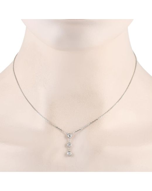 LB Exclusive Metallic 14K 0.45Ct Diamond 3 Stone Necklace