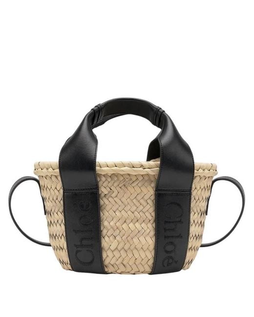 Chloé Black Small Sense Raffia Tote Bag