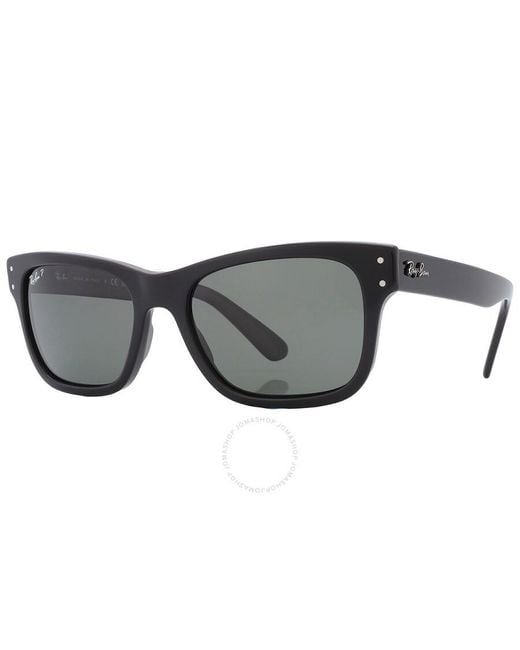 Ray-Ban Gray Burbank Polarized Green Rectangular Sunglasses Rb2283 901/58 58 for men