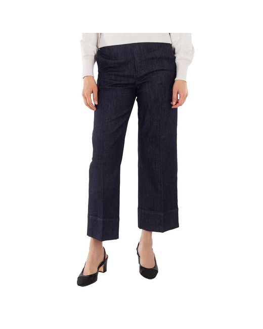 Max Mara Blue Dahlia Flared Denim Trousers, Brand Size 38 Us
