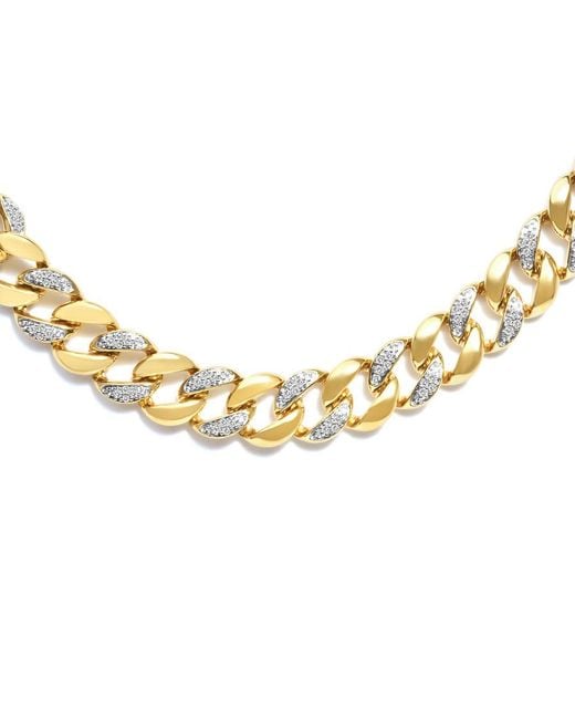 Haus of Brilliance Metallic 14K Over 1.0 Cttw Diamond Cuban Link Necklace (I-J Color, I3 Clarity)