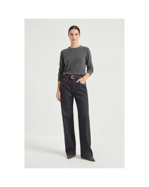 Brunello Cucinelli Multicolor Dark Wide Trousers, Brand Size 46 (Us
