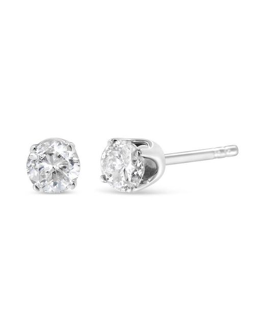 Haus of Brilliance Metallic Ags Certified 14k White Gold 1.0 Cttw 4-prong Set Brilliant Round-cut Solitaire Diamond Push Back Stud Earrings