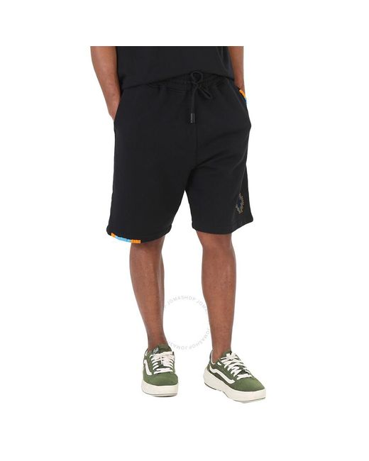 Marcelo Burlon Black Orange Stitch Cross Track Shorts for men
