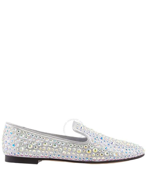 Giuseppe Zanotti White Rhinestone Embellised Loafers, Brand Size 37 Us