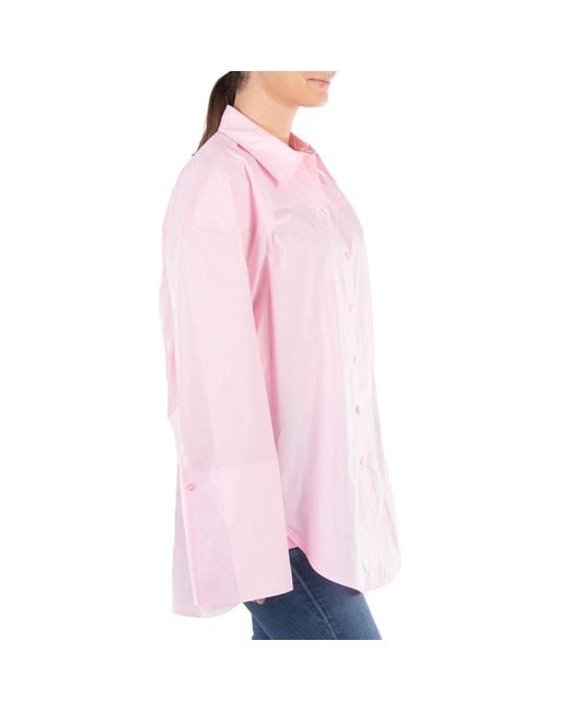 ROTATE BIRGER CHRISTENSEN Pink Oversized Cotton Shirt