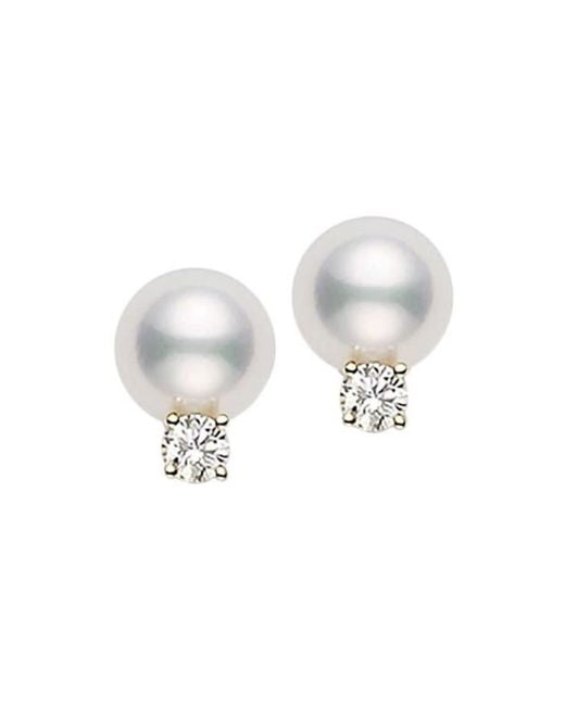Mikimoto Metallic Akoya Cultured Pearl Stud Earrings Pes702Dk