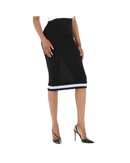 Burberry Black Ladies High-Waist Wool Skirt, Brand Size 8 (Us