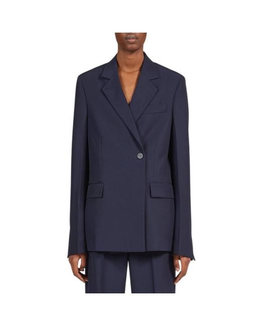 Ferragamo Blue Double Breasted Wool Blazer, Brand Size 46 Us for men