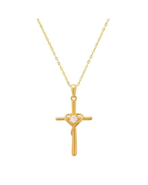Kylie Harper Metallic 14K Over Cz Cross Heart Pendant