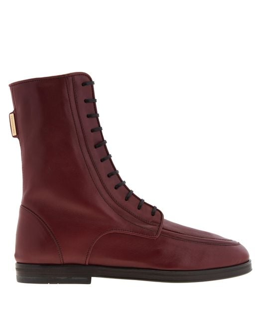 Ferragamo Brown Debby Leather Lace-Up Boots