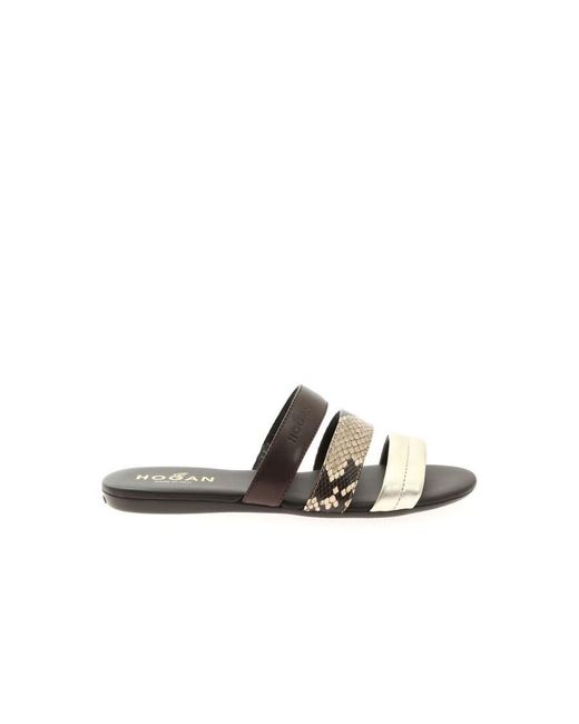 Hogan Brown Valencia Ciabatta Sandals