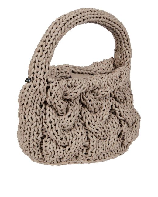 J.W. Anderson Pink Small Cable Knitted Top Handle Bag