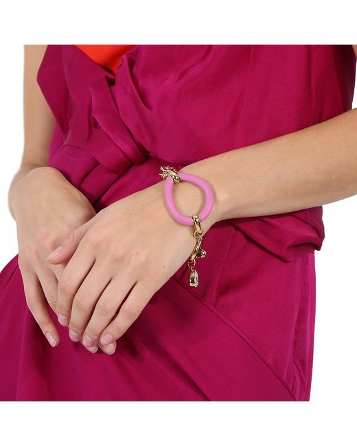 J.W. Anderson Metallic Ladies Oversized Chain Crystal Bracelet