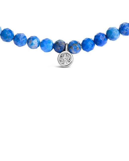 Haus of Brilliance Blue Sterling Diamond Accent Lapis Bead Station Necklace