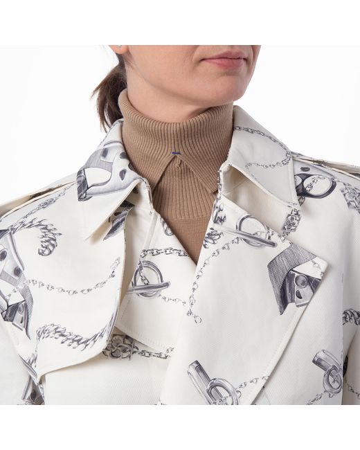 Burberry White Long Knight Hardware Tricotine Trench Coat, Brand Size 4 (Us for men