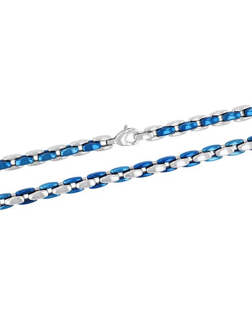 Robert Alton Blue Stainless Steel With & Finish Link Chain for men