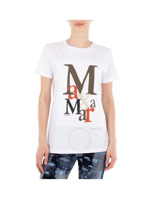 Max Mara White Humour Logo-print Cotton-jersey T-shirt