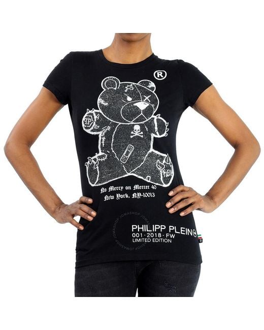 Philipp Plein Black Teddy Bear Round Neck T-shirt