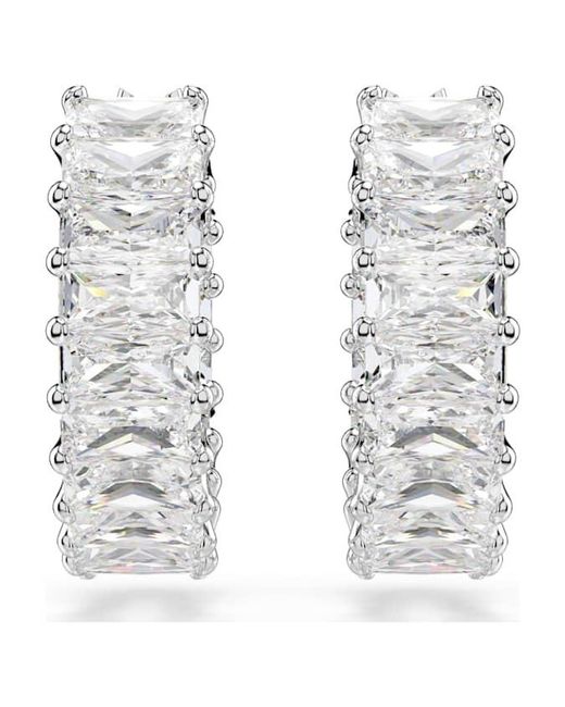 Swarovski Metallic Matrix Baguette Cut Hoop Earrings for men
