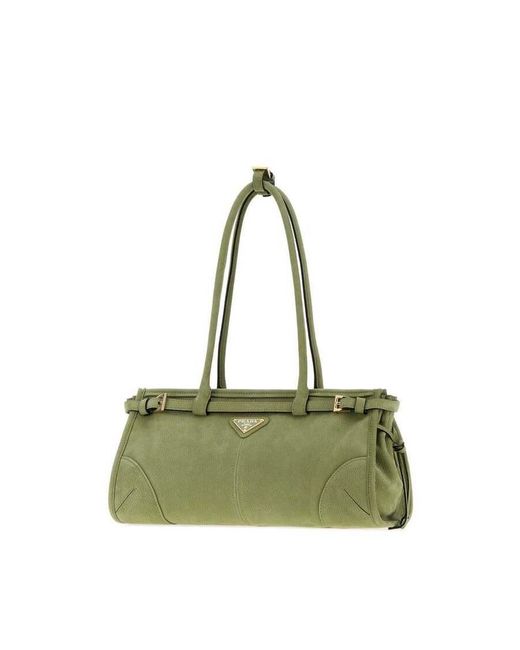 Prada Green Nabuk Bonnie Shoulder Bag Agave N Borse A Mano