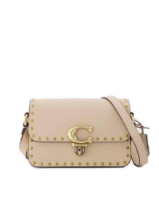 COACH Natural Studio Shoulder Bag 19 With Rivets
