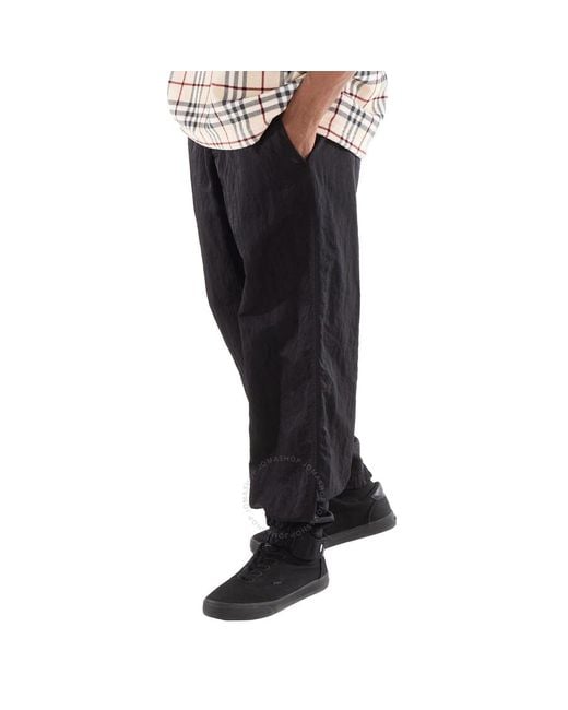 Burberry Black Crinkled-Finish Straight-Leg Trousers, Brand Size 50 (Waist for men