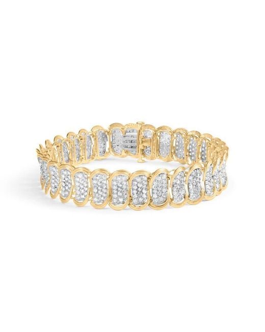 Haus of Brilliance Metallic 10K 5.00 Cttw Diamond Oval Banded Link Bracelet (I-J Color, I1-I2 Clarity)