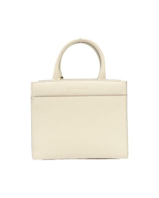 BVLGARI Natural Leather Logo Tote Bag for men