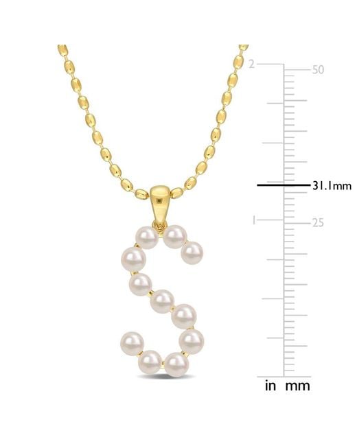 Amour Metallic 3.5-4Mm Freshwater Cultured Pearl Initial Pendant With Chain