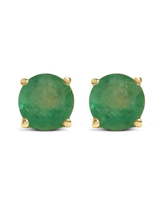 Haus of Brilliance Green 14K 5X5Mm Round Emerald Solitaire Stud Earrings