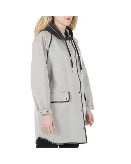 Burberry Gray Cotton-canvas Leather-trimmed Hooded Coat