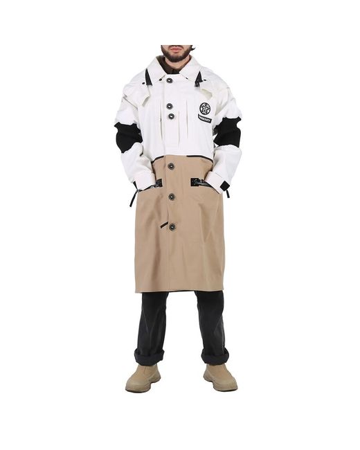 Burberry Natural Two-Tone Detachable Hood Cotton Reconstructed Car Coat, Brand Size 50 (Us for men