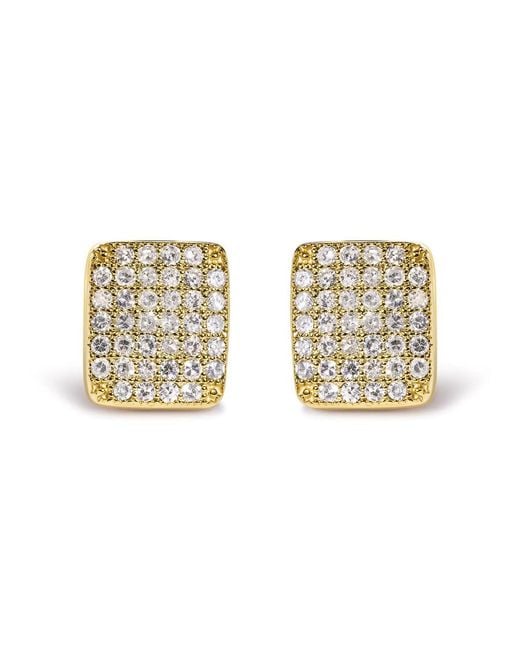 Haus of Brilliance Metallic 14K 1/2 Cttw Diamond Square Shaped Composite Cluster Stud Earrings (I-J Color, I1-I2 Clarity)