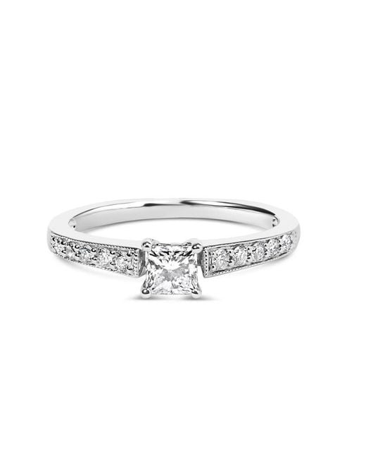 Haus of Brilliance Metallic 14K Diamond 1/2 Cttw Princess Cut Diamond Engagement Ring